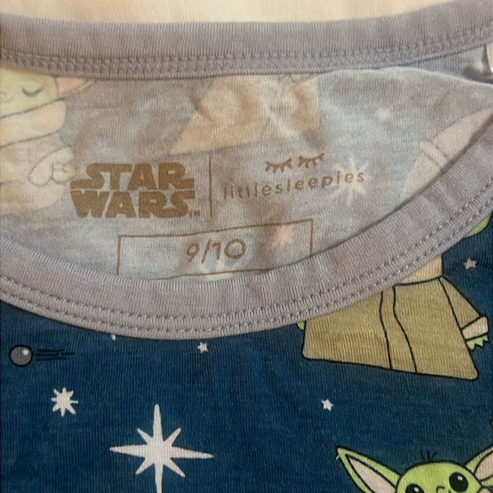 Little Sleepies Grogu Pajamas Kids 2 pc size 9/10 - Picture 2 of 4